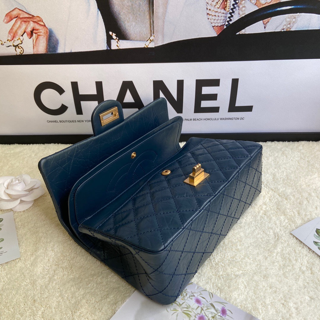 Chanel 2.55 Reissue 24 cm Flap Bag In Dark Blue