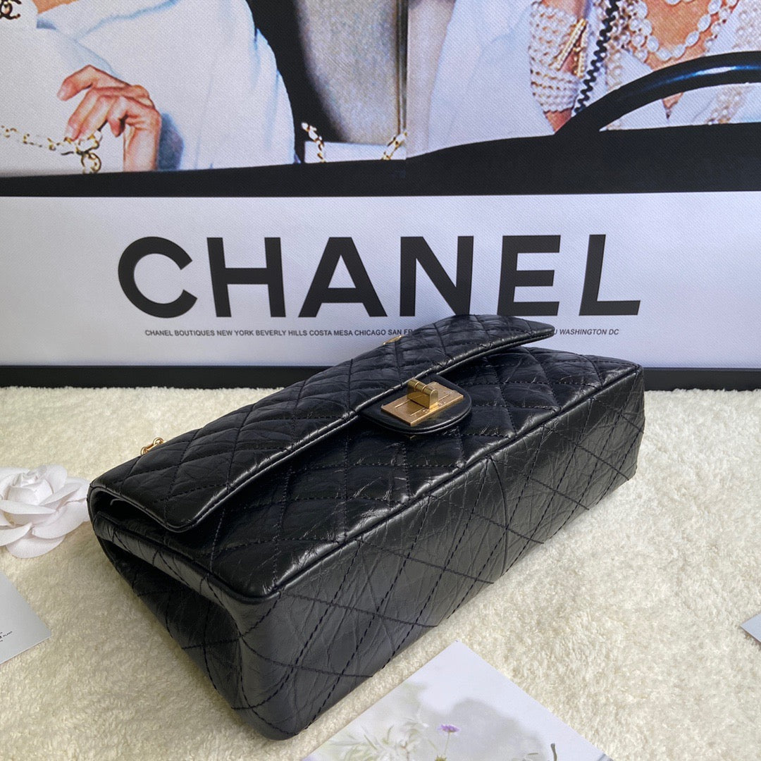 Chanel 2.55 Reissue 28 cm Flap Bag In Black