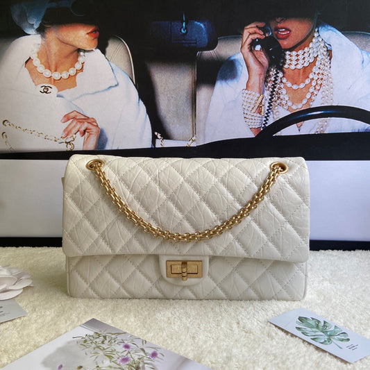 Chanel 2.55 Reissue 28 cm Flap Bag In White