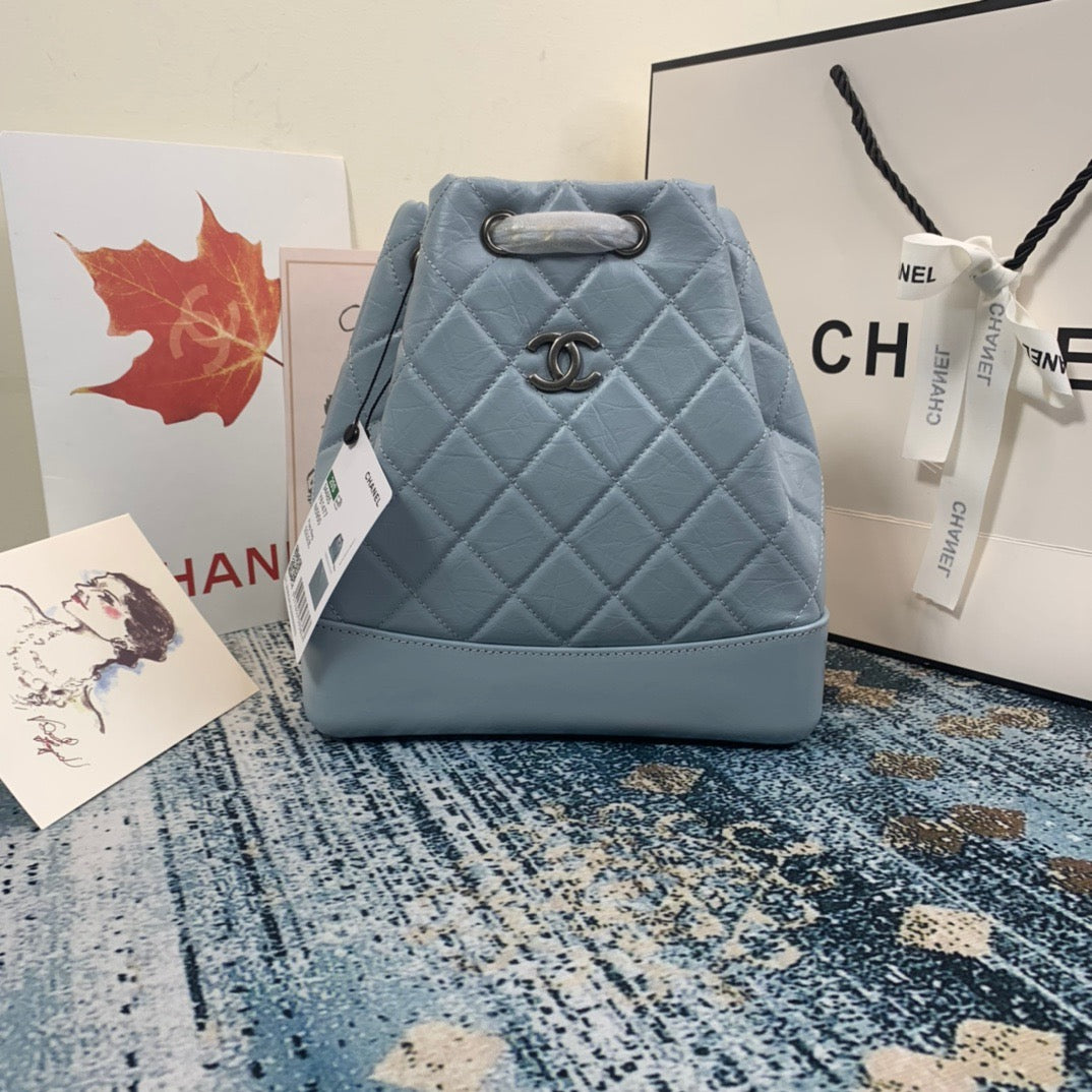 Chanel Backpack In Blue Calfskin Leather