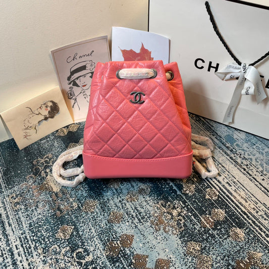 Chanel Backpack In Pink Calfskin Leather