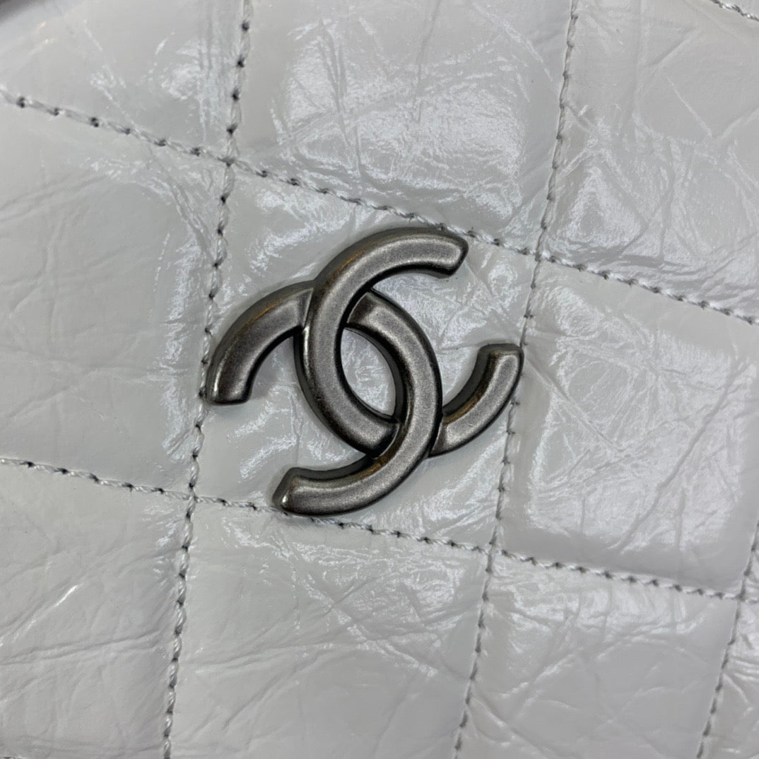 Chanel Backpack In White and Black Calfskin Leather