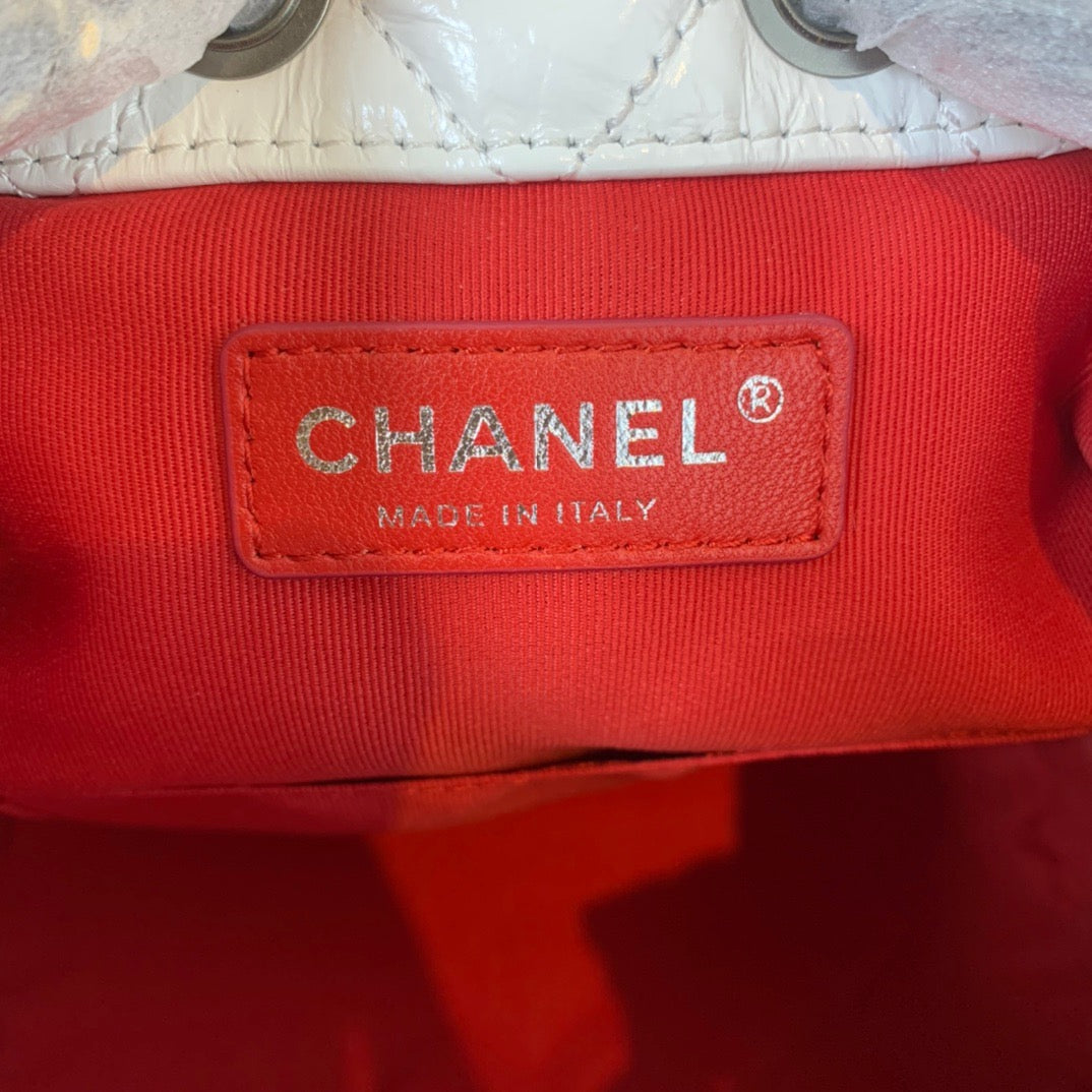 Chanel Backpack In White and Black Calfskin Leather