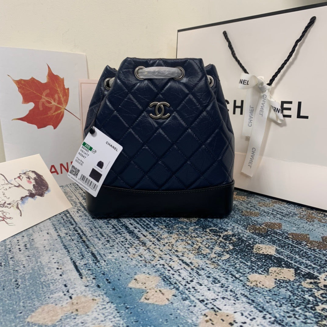 Chanel Backpack In Dark Blue Calfskin Leather