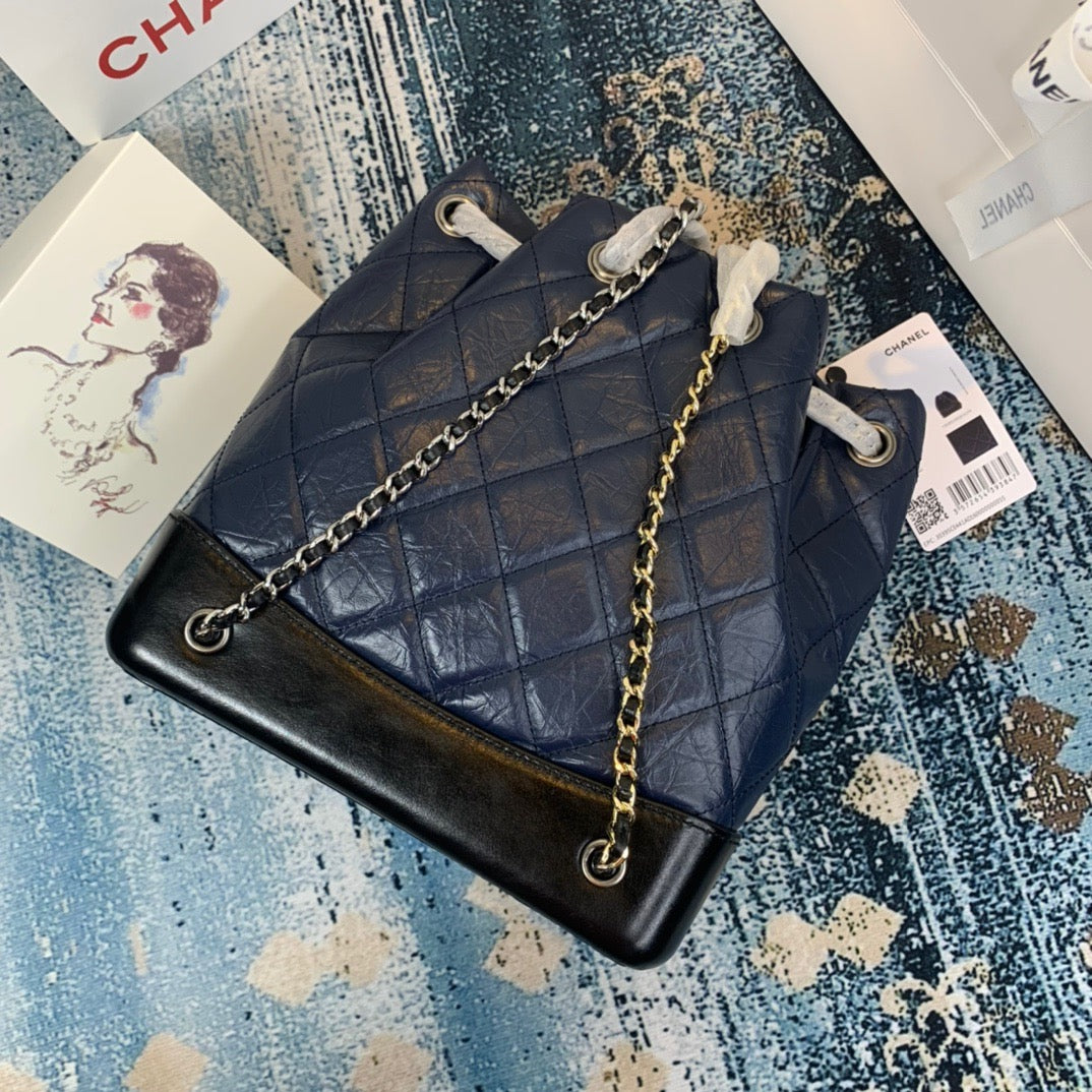 Chanel Backpack In Dark Blue Calfskin Leather