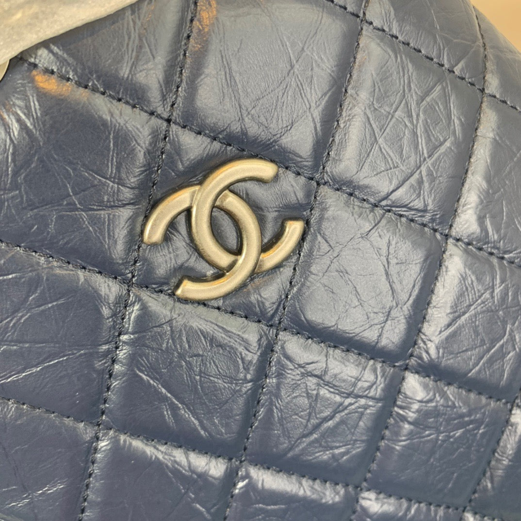 Chanel Backpack In Dark Blue Calfskin Leather