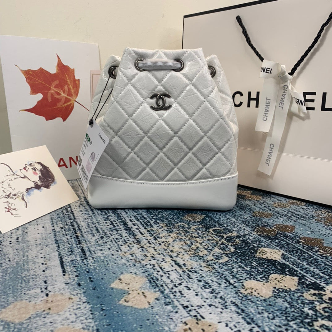 Chanel Backpack In White Calfskin Leather