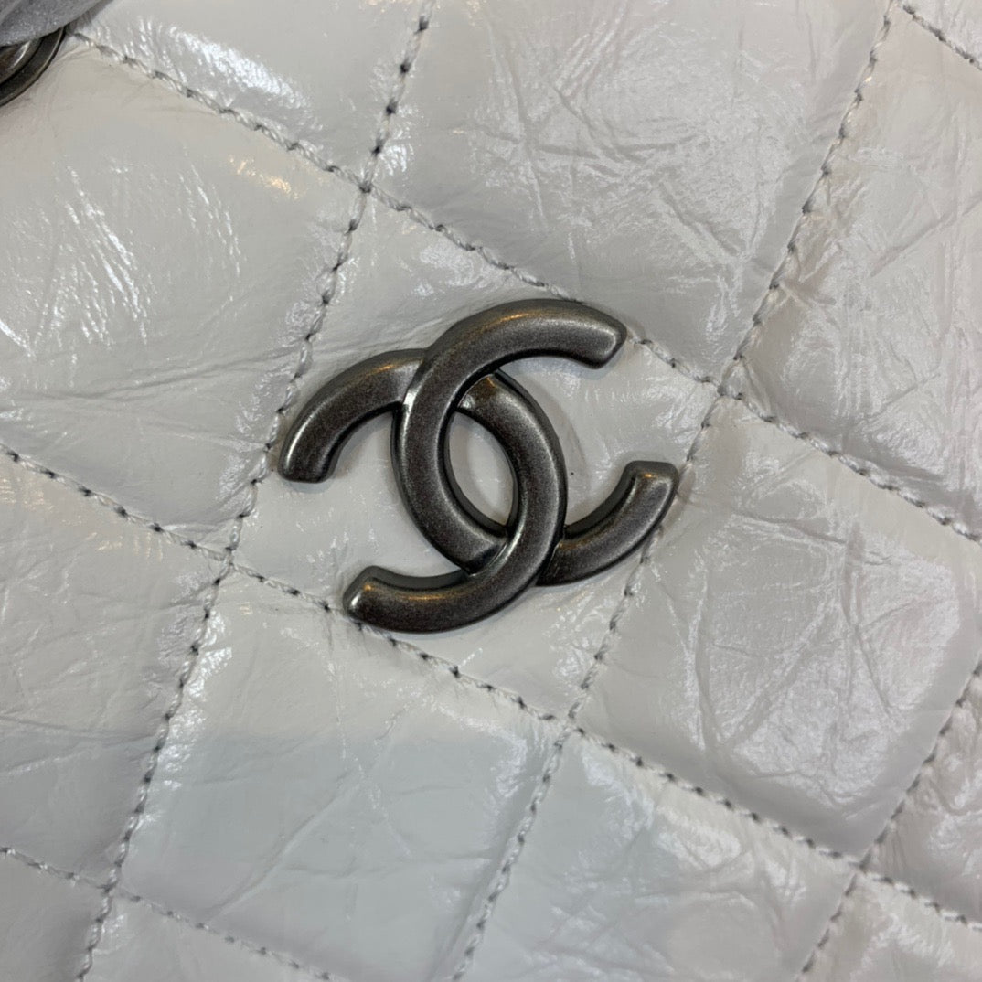 Chanel Backpack In White Calfskin Leather