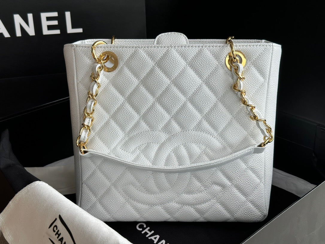 CHANEL Grand Shopping Tote In White