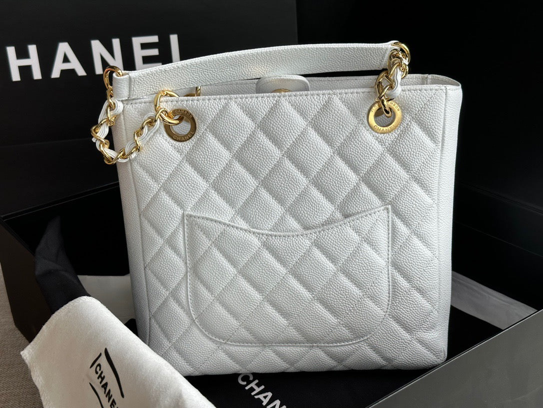 CHANEL Grand Shopping Tote In White