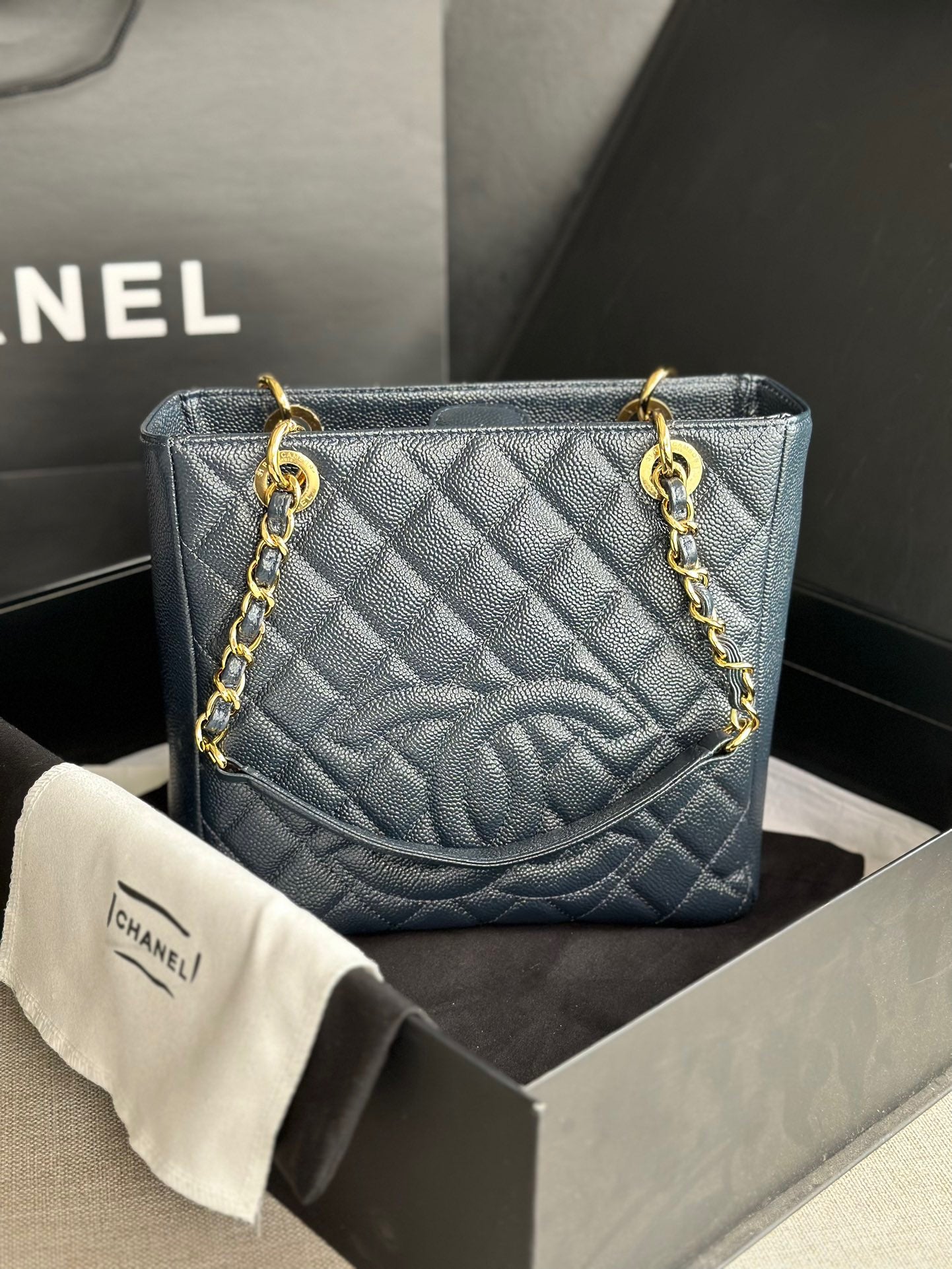 CHANEL Grand Shopping Tote In Light Blue