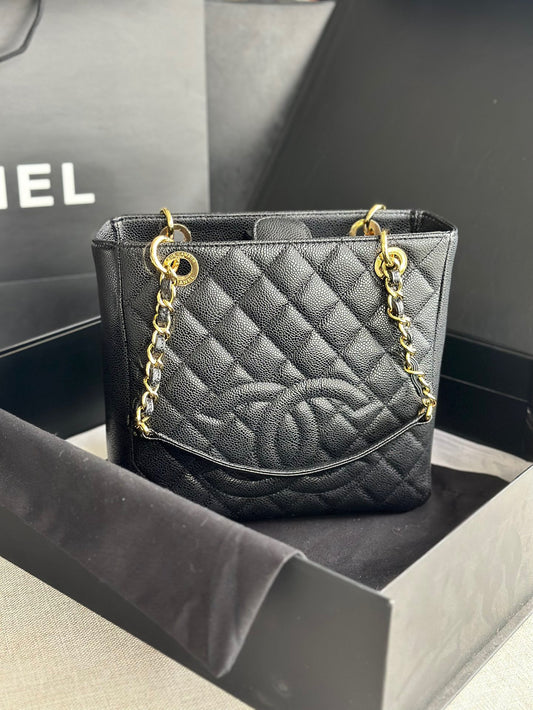 CHANEL Grand Shopping Tote In Black Gold