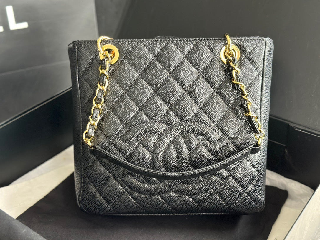 CHANEL Grand Shopping Tote In Black Gold