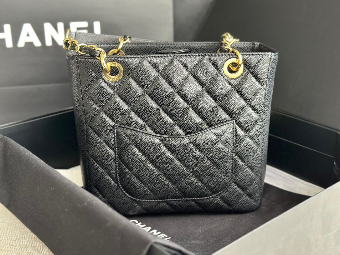 CHANEL Grand Shopping Tote In Black Gold