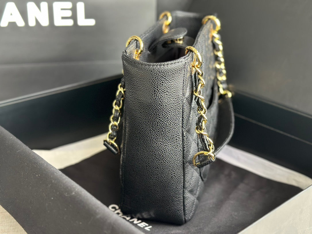 CHANEL Grand Shopping Tote In Black Gold