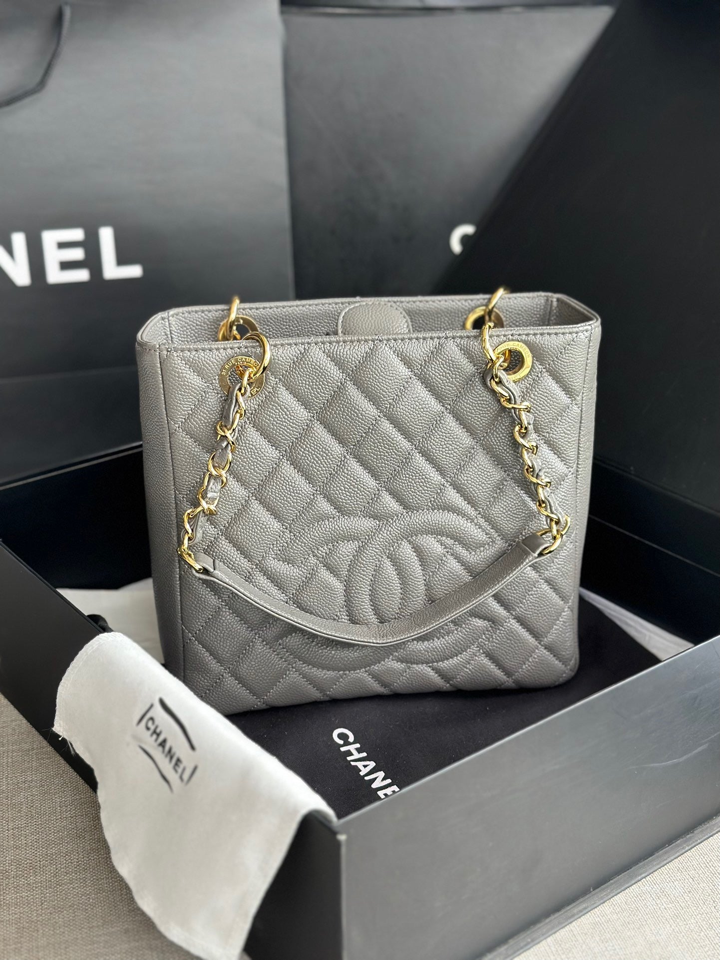 CHANEL Grand Shopping Tote In Gray