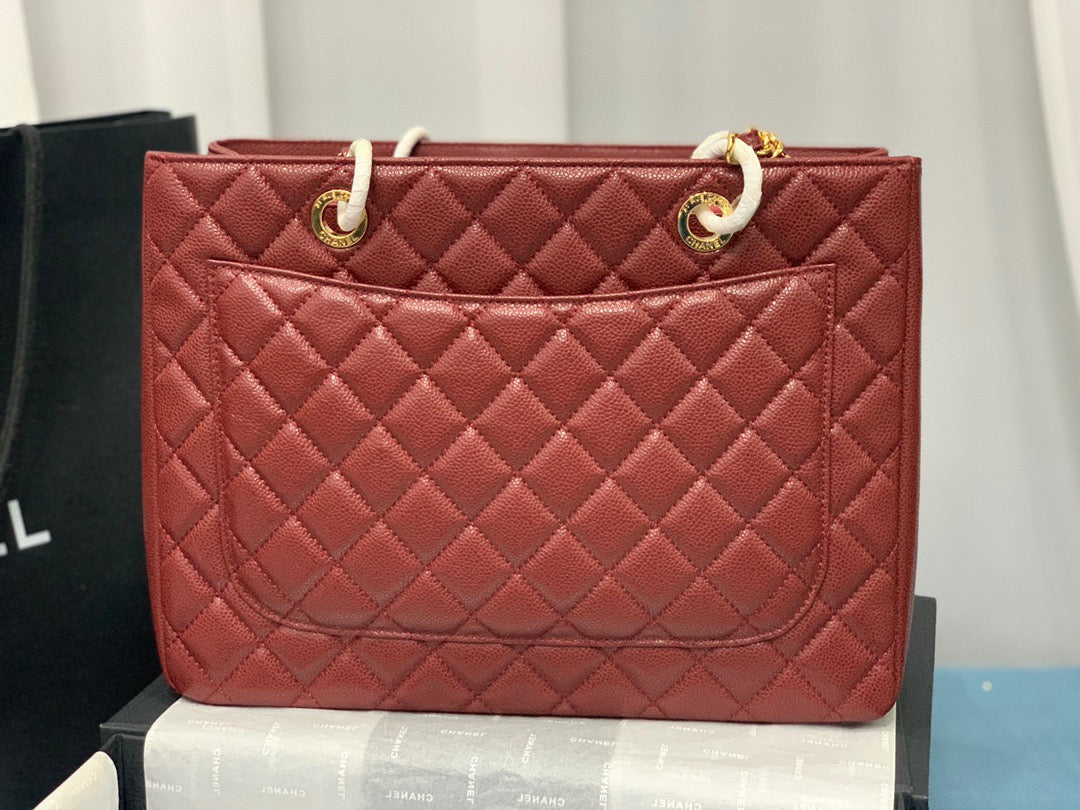 CHANEL Grand Shopping Tote In Burgundy