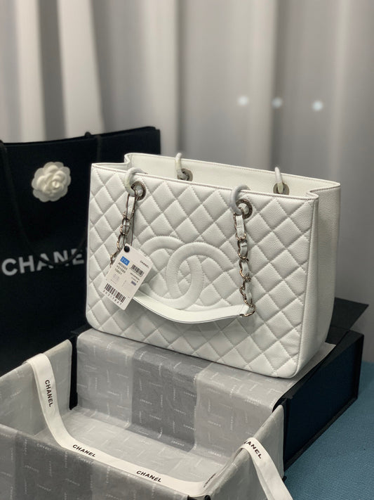 CHANEL Grand Shopping Tote In White