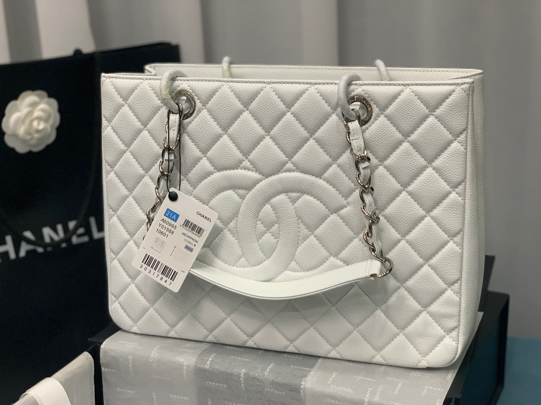 CHANEL Grand Shopping Tote In White