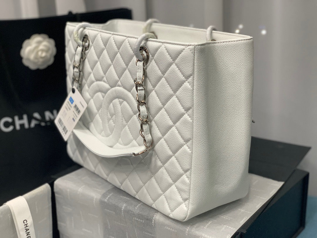 CHANEL Grand Shopping Tote In White