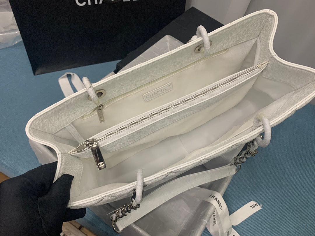 CHANEL Grand Shopping Tote In White