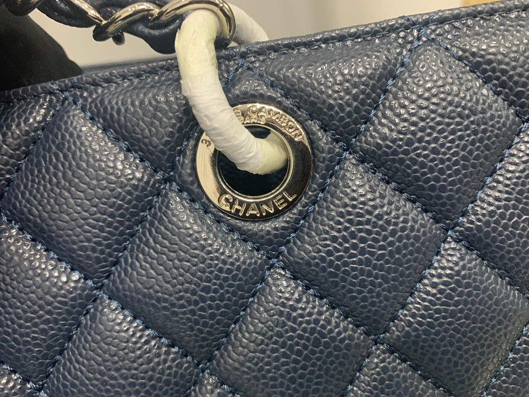 CHANEL Grand Shopping Tote In Dark Blue