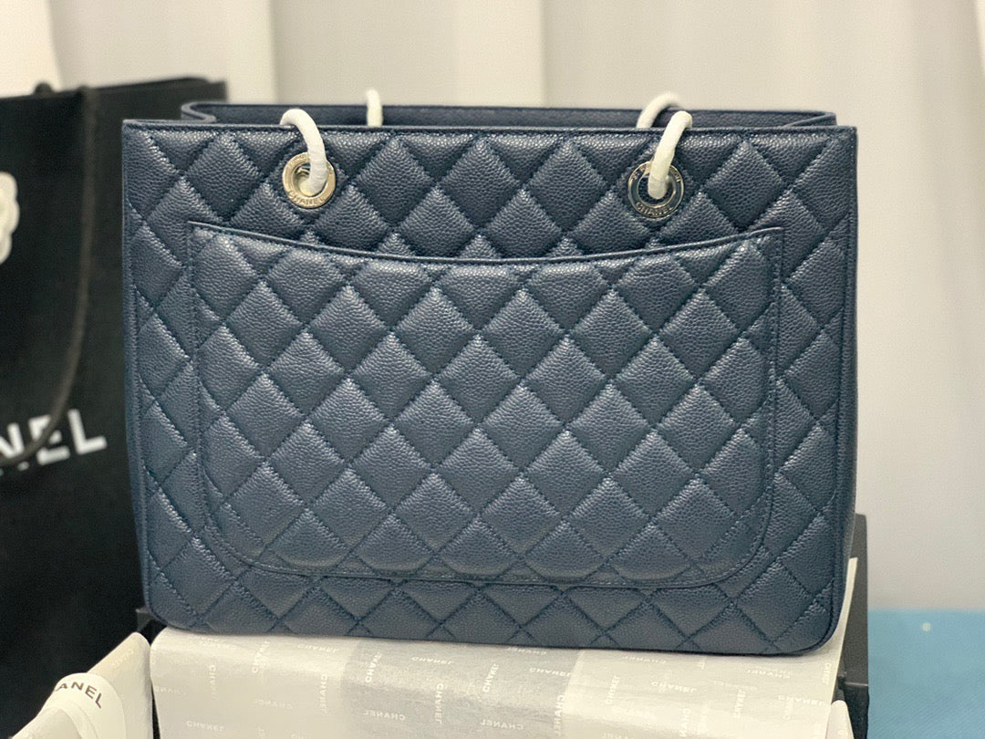 CHANEL Grand Shopping Tote In Dark Blue