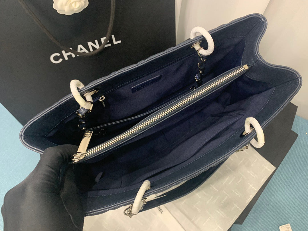 CHANEL Grand Shopping Tote In Dark Blue