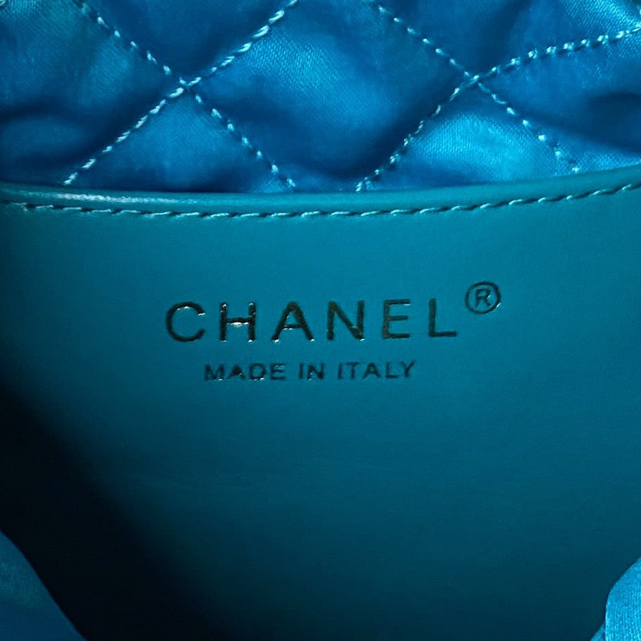 Chanel 22 Mini Bag In Dark Blue Shiny Leather