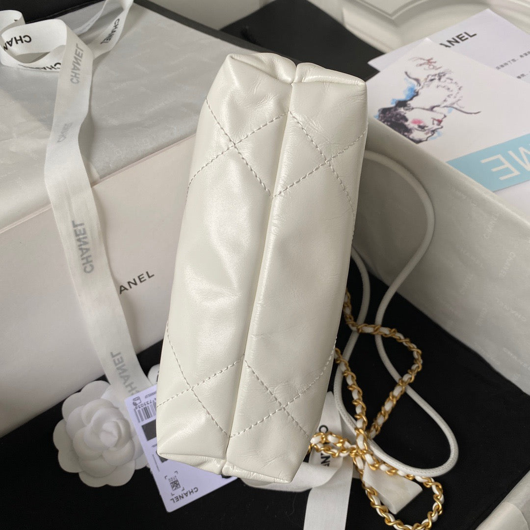 Chanel 22 Mini Bag In White Shiny Leather