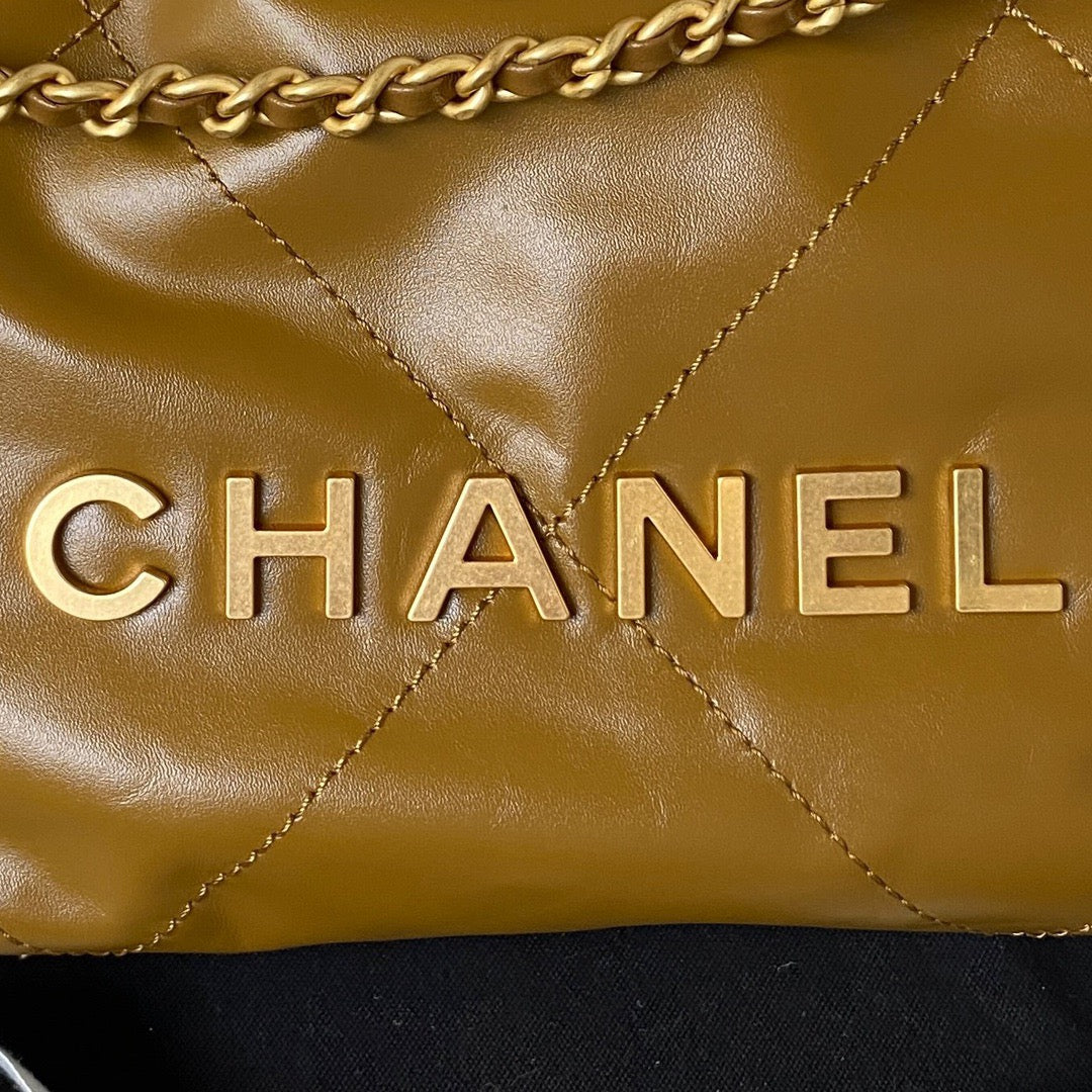 Chanel 22 Mini Bag In Brown Shiny Leather