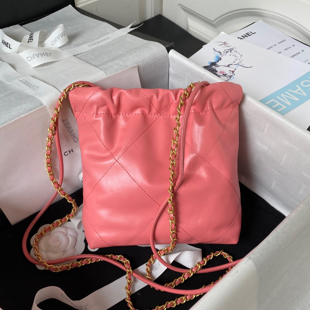 Chanel 22 Mini Bag In Pink Shiny Leather