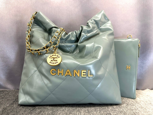 Chanel 22 Bag In Light Green Calfskin Leather