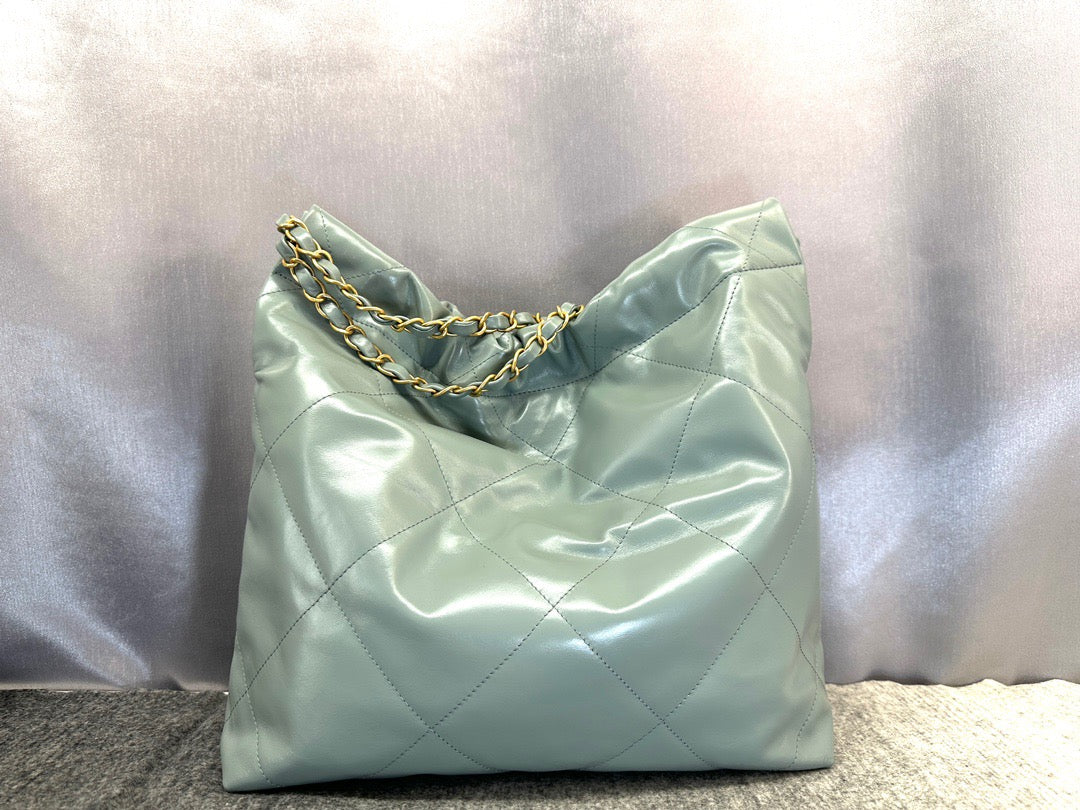 Chanel 22 Bag In Light Green Calfskin Leather