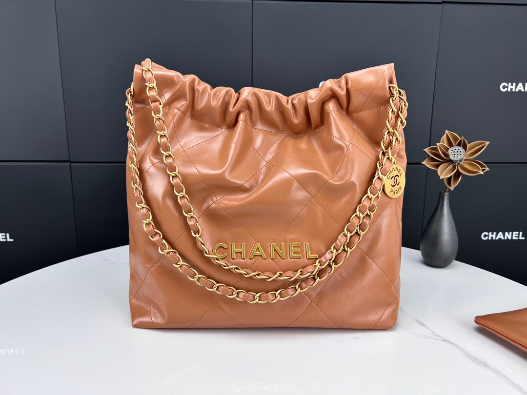 Chanel 22 Bag In Brown Calfskin Leather