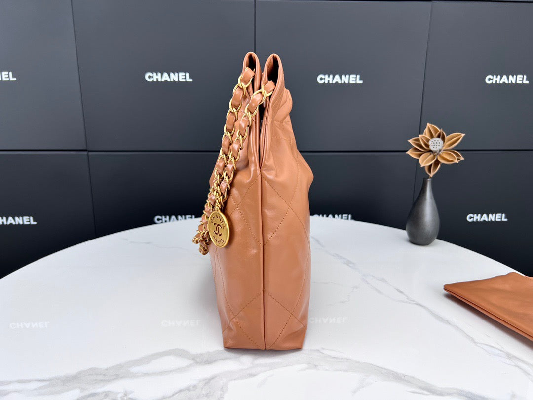 Chanel 22 Bag In Brown Calfskin Leather