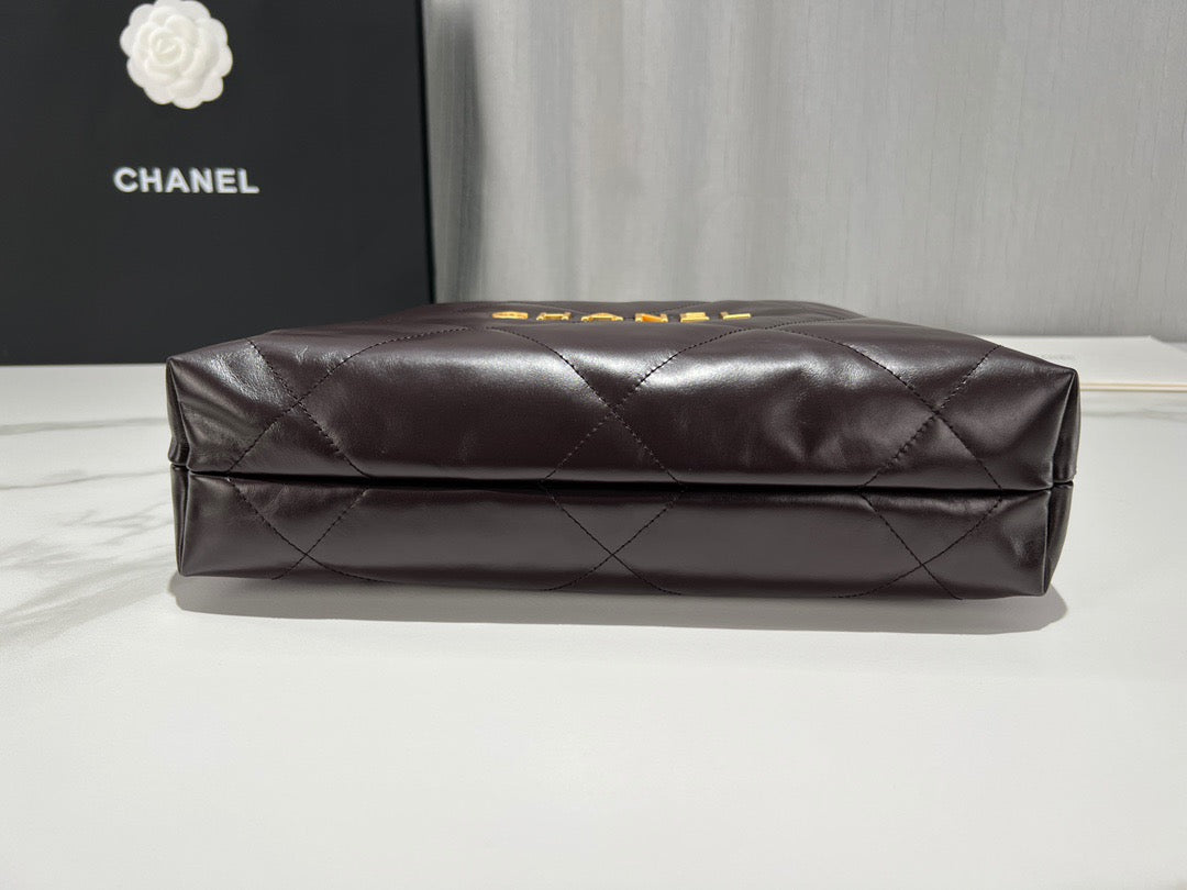 Chanel 22 Bag In Dark Brown Calfskin Leather