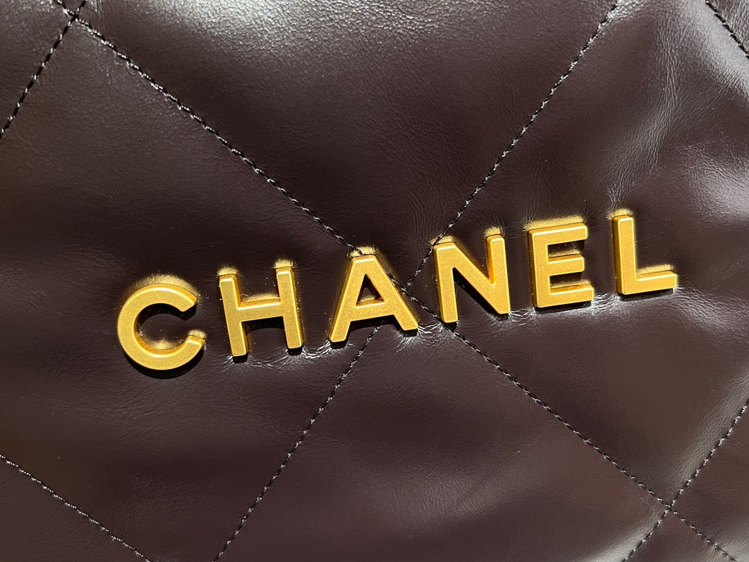 Chanel 22 Bag In Dark Brown Calfskin Leather