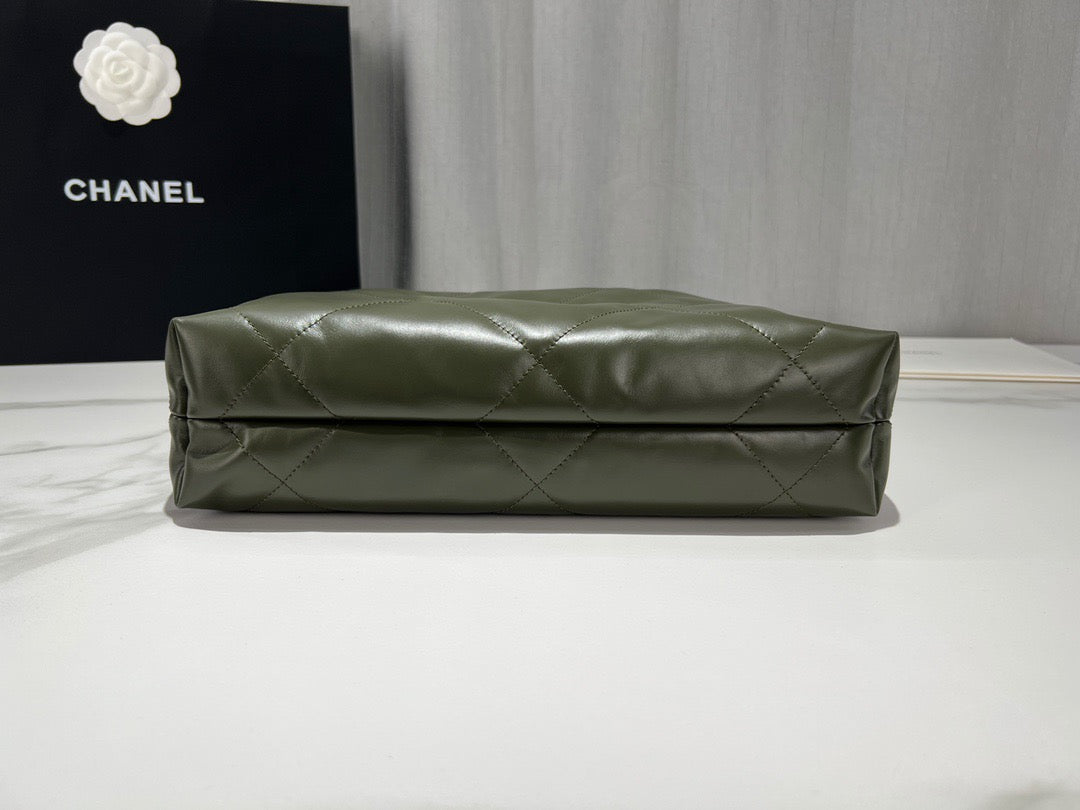 Chanel 22 Bag In Olive Green Calfskin Leather