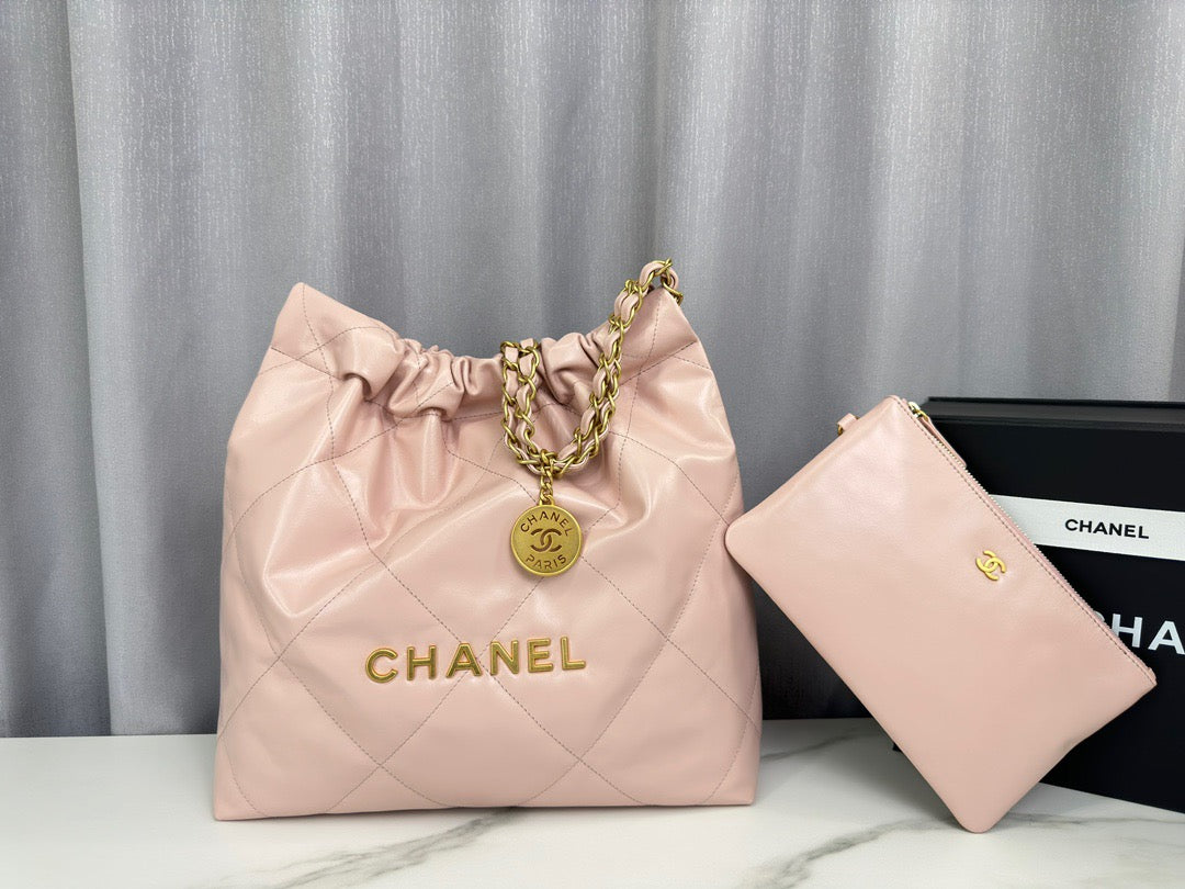 Chanel 22 Bag In Pink Calfskin Leather