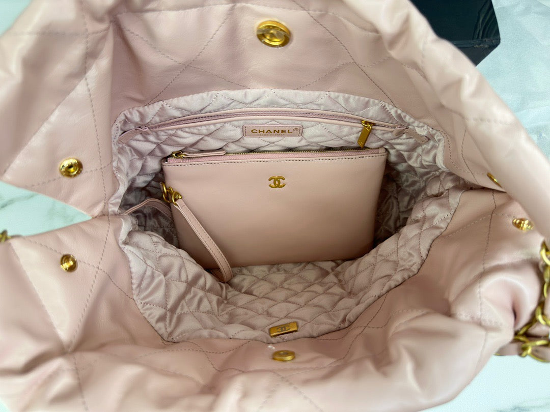 Chanel 22 Bag In Pink Calfskin Leather