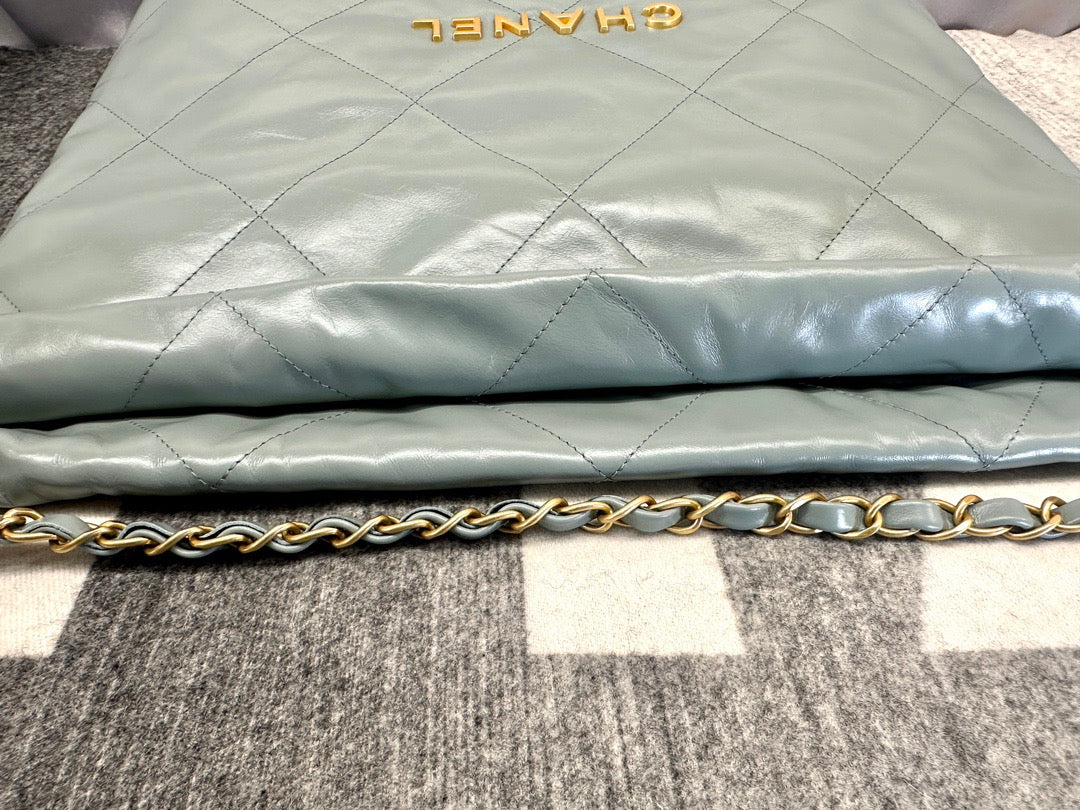 Chanel 22 Bag In Light Green Calfskin Leather