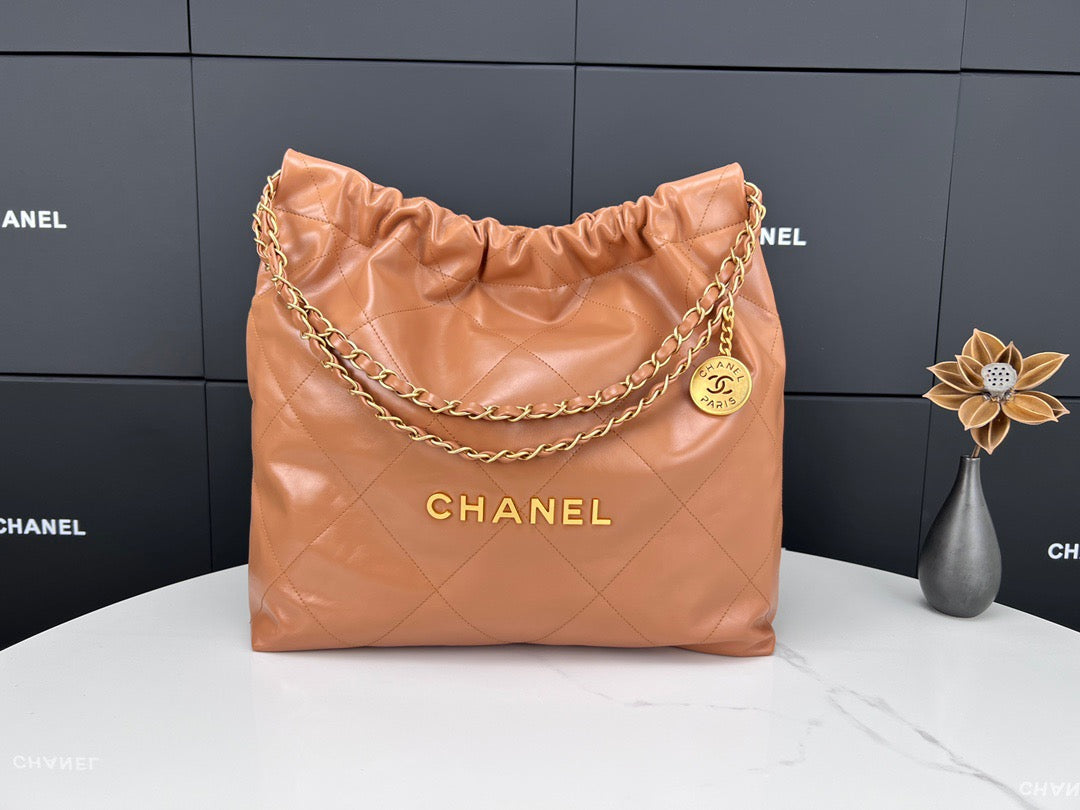 Chanel 22 Bag In Brown Calfskin Leather