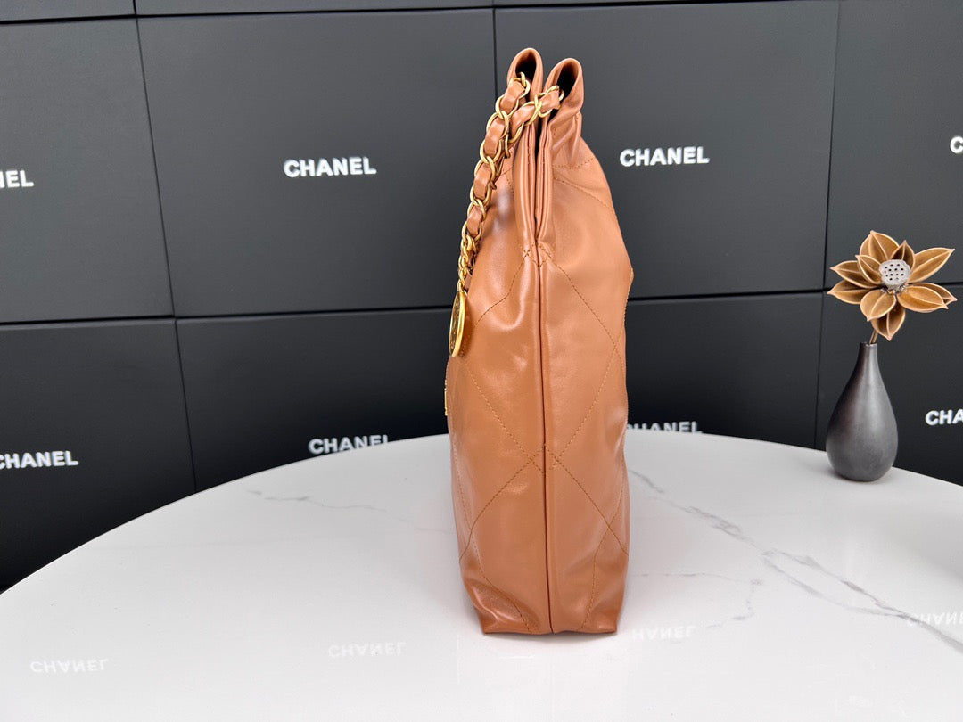 Chanel 22 Bag In Brown Calfskin Leather