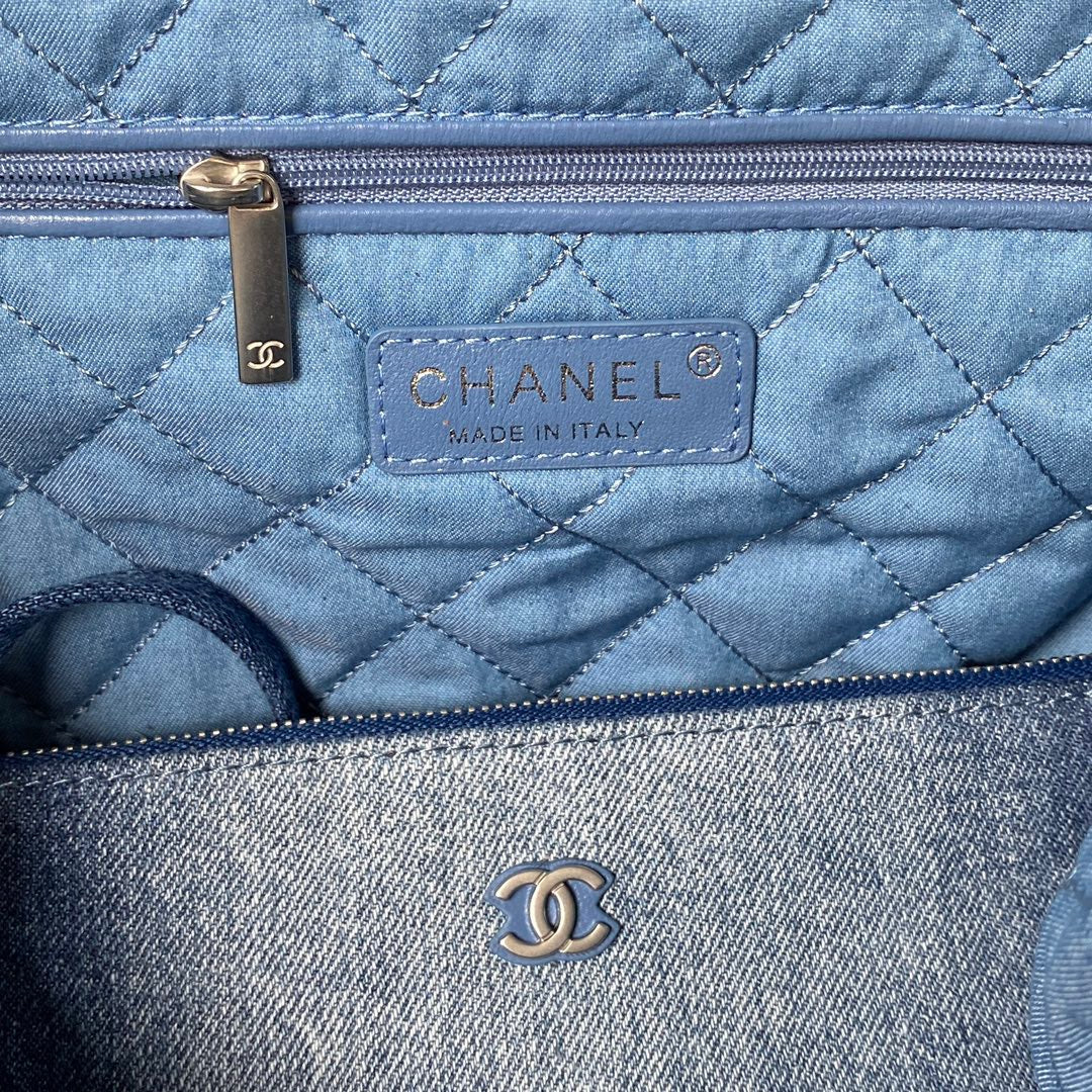 Chanel 22 Bag In Denim Blue Calfskin Leather