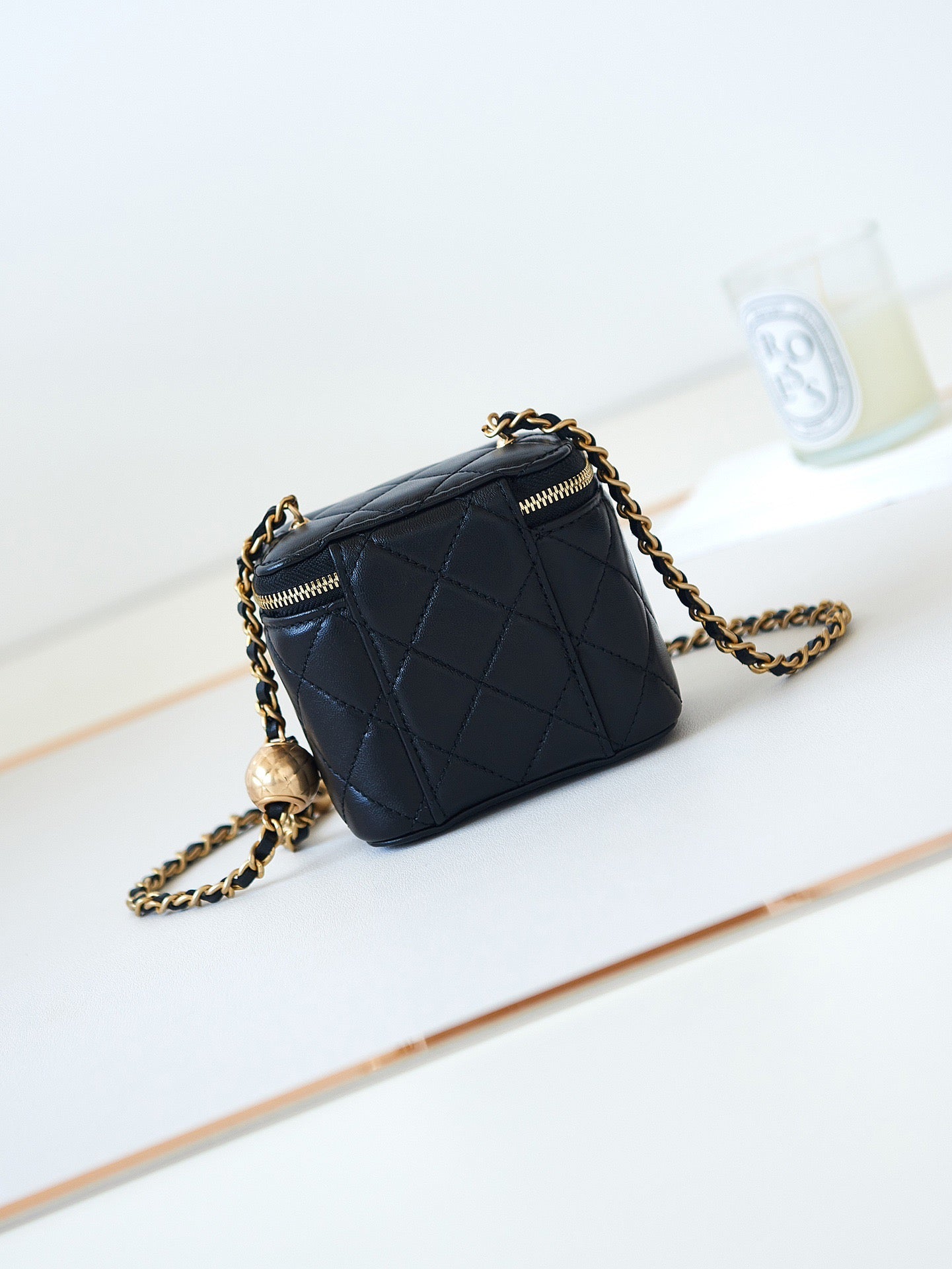 Chanel Classic CC Vanity Case Black Lambskin Gold Hardware