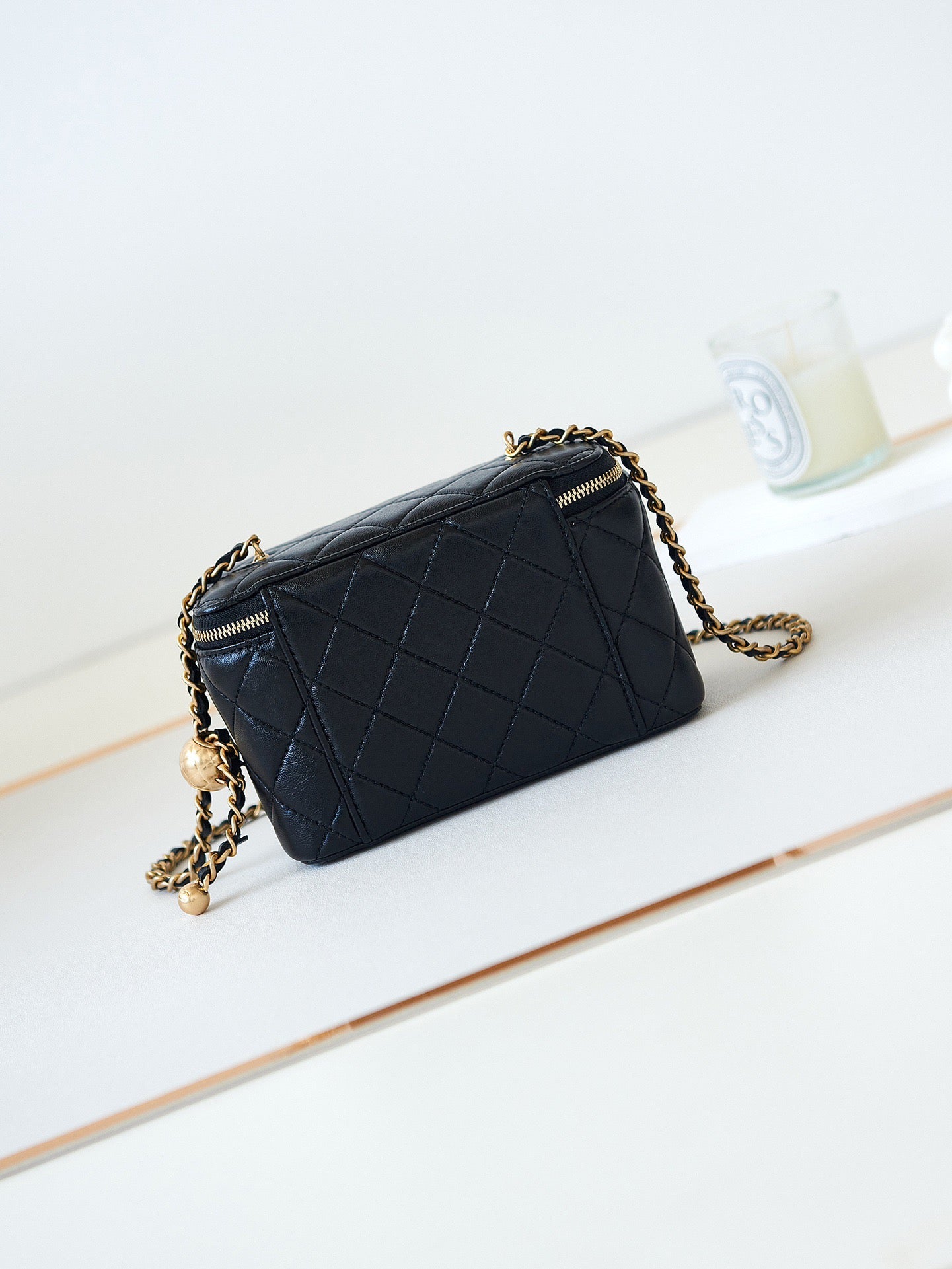 Chanel Classic CC Vanity Case Black Lambskin Gold Hardware