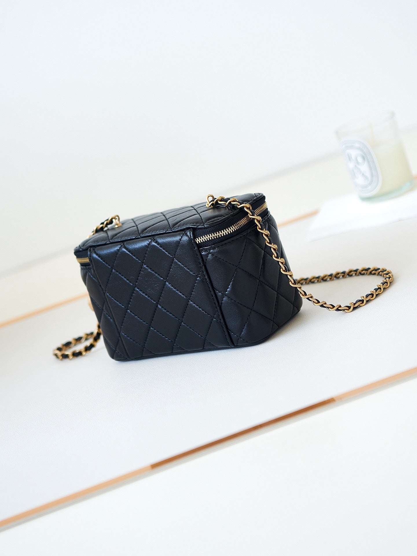 Chanel Classic CC Vanity Case Black Lambskin Gold Hardware