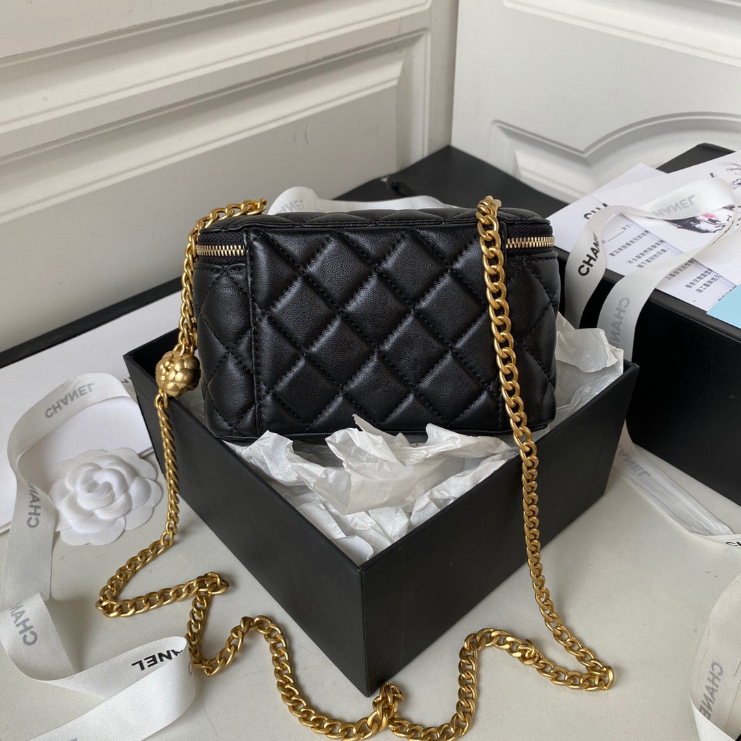 Chanel Classic CC Vanity Case Black Lambskin Gold Hardware