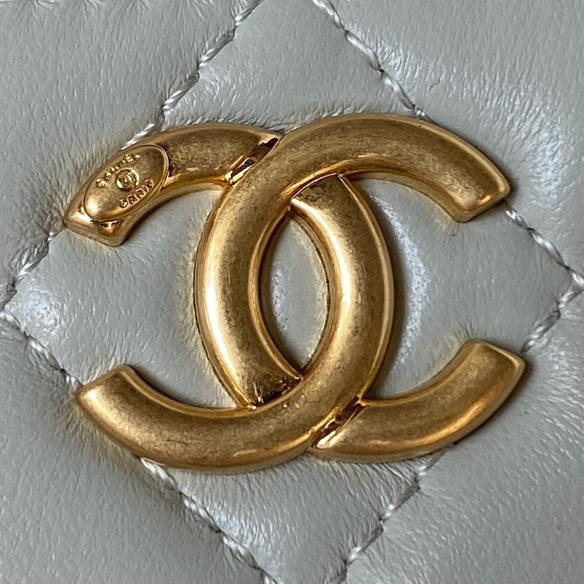 Chanel Classic CC Vanity Case Light Blue Lambskin Gold Hardware